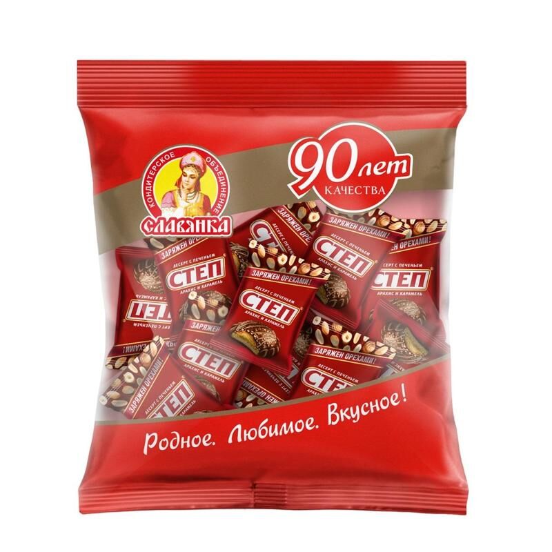 Конфеты шоколадные Славянка Степ шоколадные десерт с печеньем 190 г