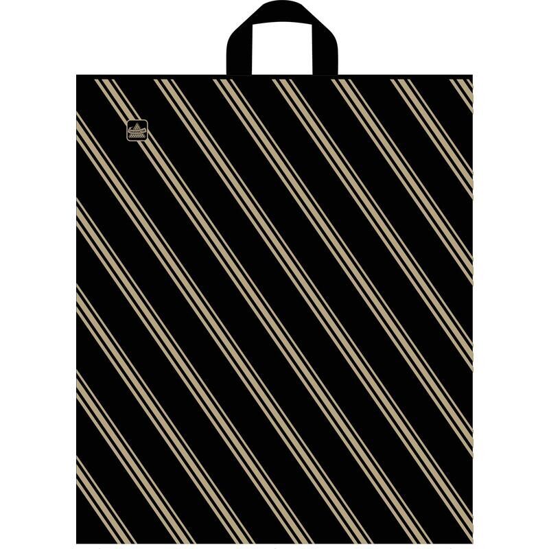 Пакет полиэтиленовый Золотая полоса черный с петлевой ручкой 44х40 см (50штук в упаковке) NoName
