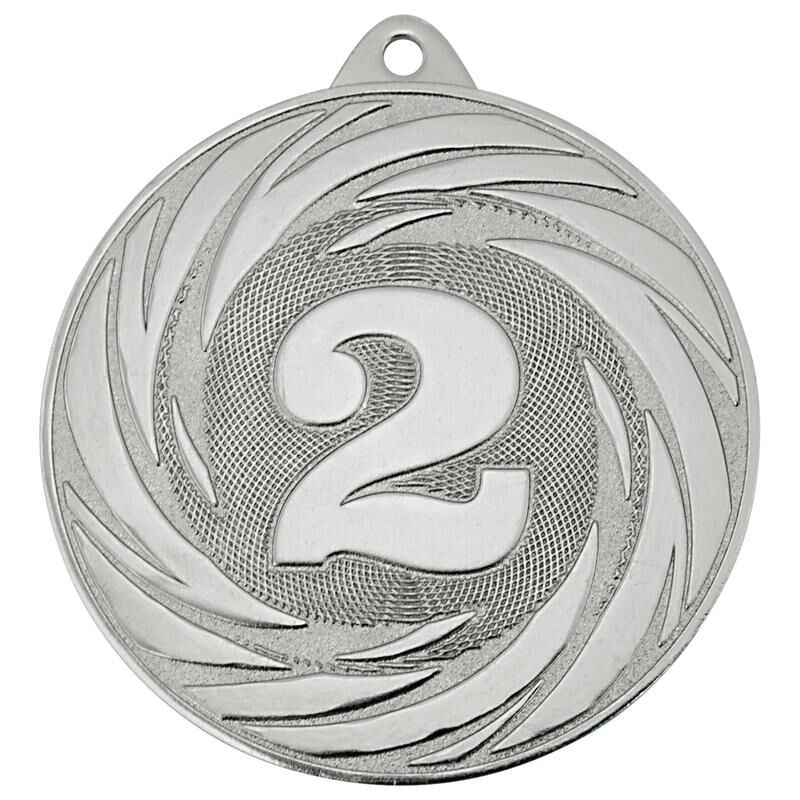 Медаль призовая 2 место железная серебристая (диаметр 7 см) NoName