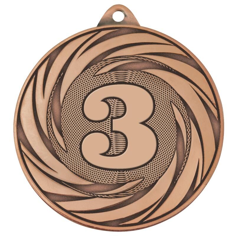 Медаль призовая 3 место железная бронзовая (диаметр 7 см) NoName