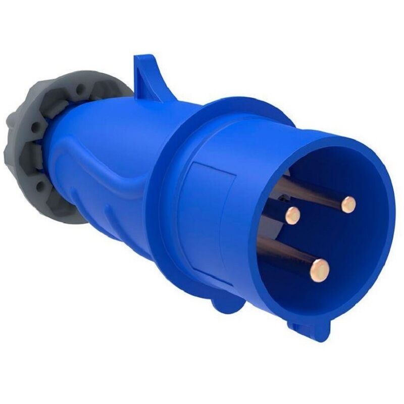 Вилка электрическая штепсельная IEK MAGNUM ССИ-013 с заземлением прямая 16А IP44 синяя/серая (PSN01-016-3)