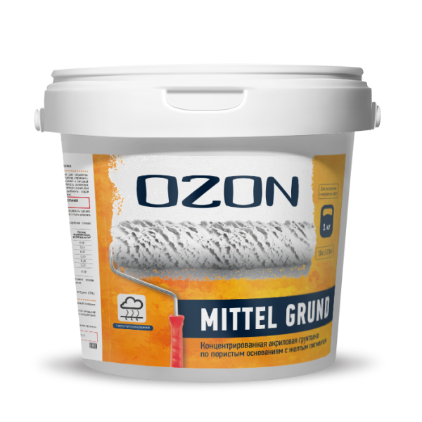 Грунтовка для газобетона и впитывающих оснований OZON Mittelgrund ВД-АК-017-1 1л обычная