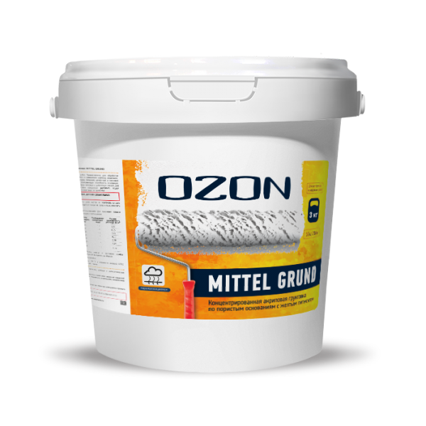 Грунтовка для газобетона и впитывающих оснований OZON Mittelgrund ВД-АК-017-3 5л обычная
