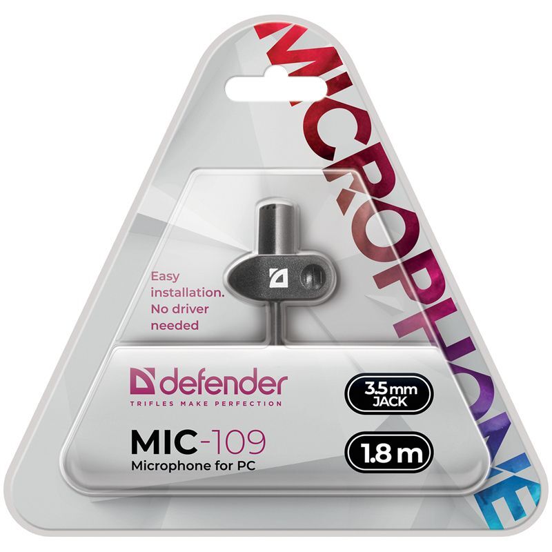 Микрофон конденсаторный, на прищепке 54дБ 1,8м MIC-109 "Defender" 6
