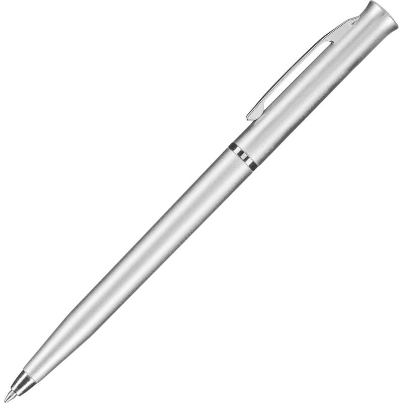 Ручка шариковая автоматическая синяя (серебристый корпус, толщина линии 0.7 мм) NoName