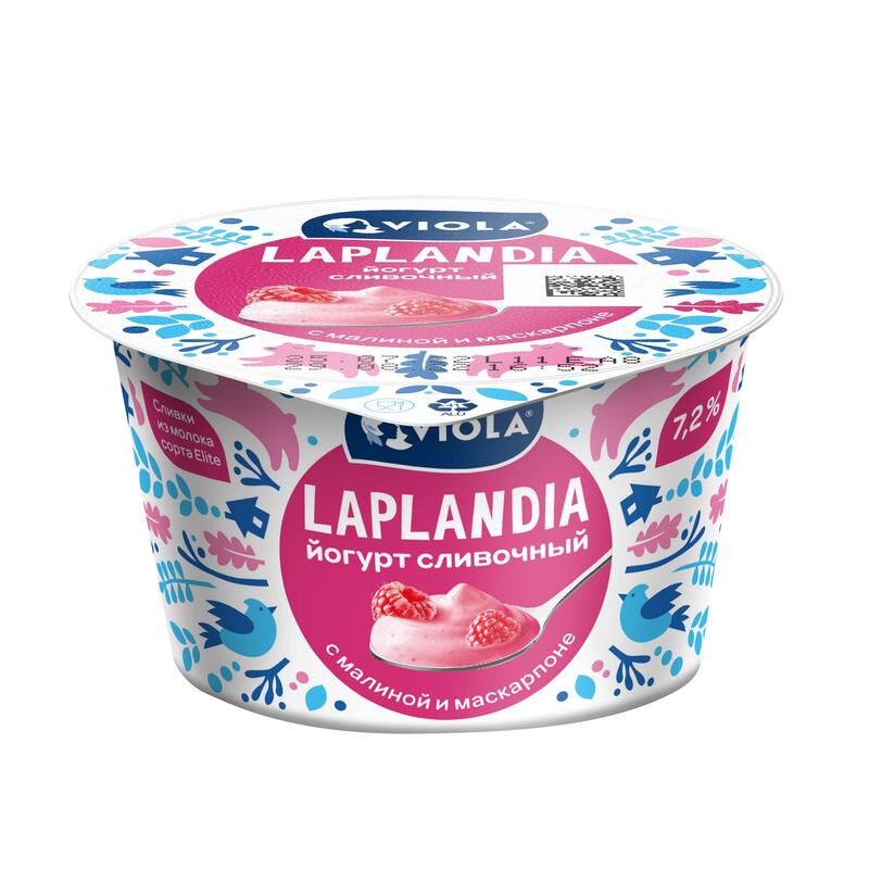 Йогурт Viola Laplandia сливочный с малиной и сыром Маскарпоне 7.2% 180 г NoName