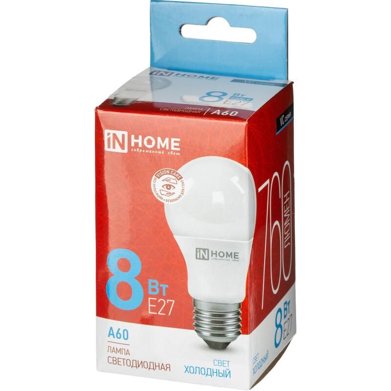 Лампа светодиодная In Home LED-A60-VC груша 8Вт 6500K 760Лм 220В 4690612024042