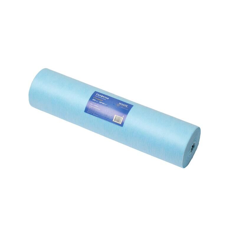 Салфетка одноразовая White line Стандарт нестерильная в рулоне с перфорацией 40х40 см (голубая, 200 штук в рулоне)