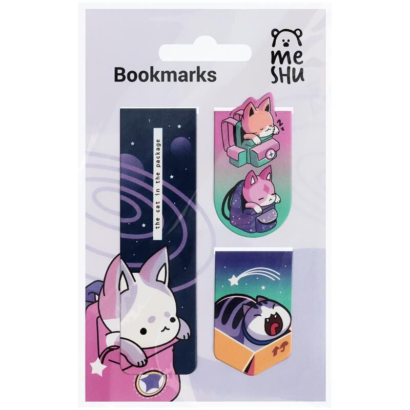 Закладки магнитные для книг Meshu Catbox набор из 3 штук