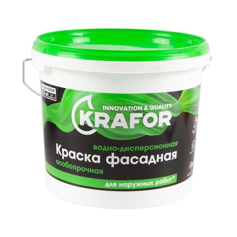 Краска для фасадов Krafor белая глубокоматовая 6.5 кг