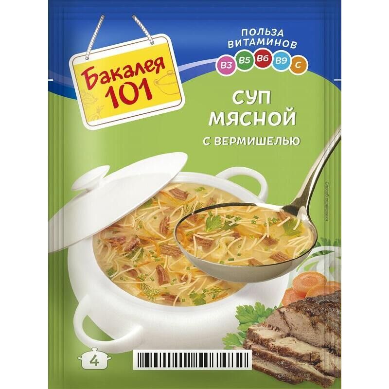 Суп Бакалея 101 мясной с вермишелью 60 г (25 штук в упаковке)