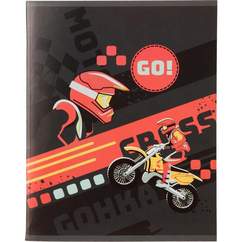 Тетрадь общая №1 School Motocross А5 96 листов в клетку на скрепке обложка с рисунком ВД-лак