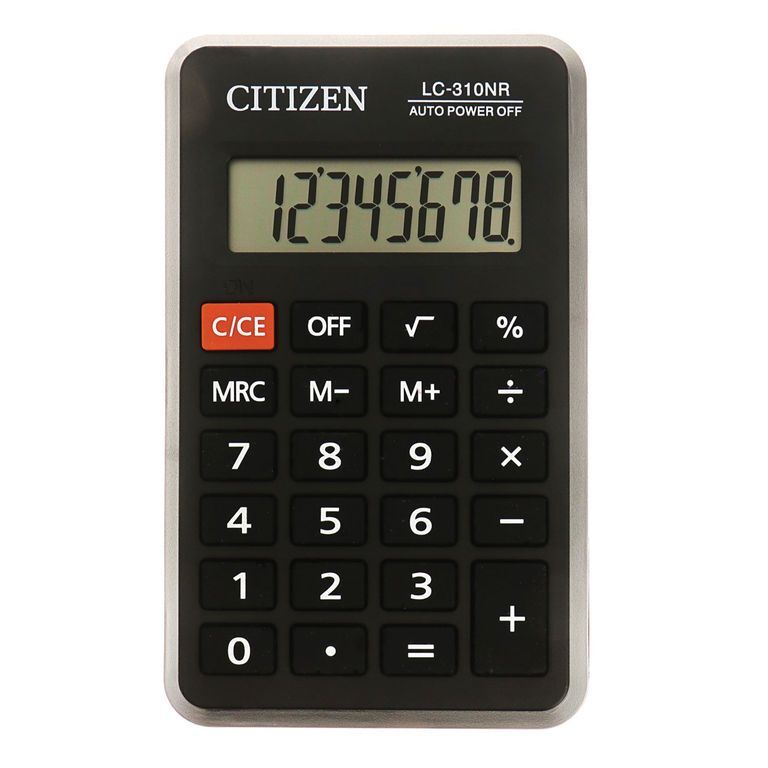 Калькулятор CITIZEN LC-310NR карманный 114*69мм, 8 разрядов, черный/100