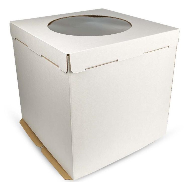 Коробка картонная для торта 300*300*300мм белая с окном Pasticciere