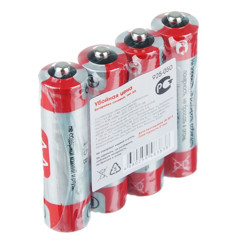 Батарейки Убойная цена 4 шт «Super heavy duty» солевые, тип АА (R6)