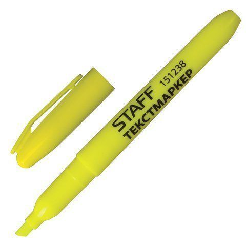 Текстмаркер STAFF, тонкий 1-3мм, скошенный наконечник 1-3мм, лимонный