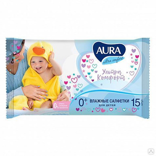 Влажные салфетки Aura Ultra для детей 15шт./110 