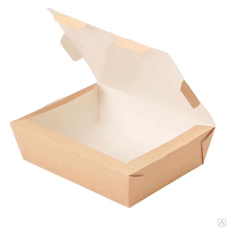 Коробка для вторых блюд самосборная белая 600мл, 150*115*55мм