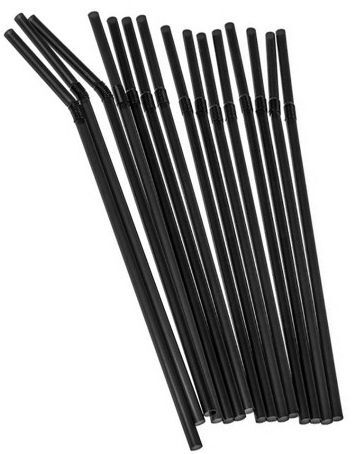 Трубочки для коктейля 210мм d5мм с гофрой черные, упаковка 250шт