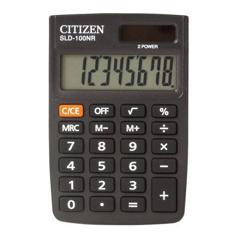 Калькулятор карманный 8 разрядов SLD-100NR 58*88мм черный CITIZEN SLD-100NR