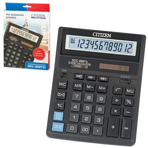 Калькулятор настольный 12 разрядов SDC-888TII 203*158мм CITIZEN