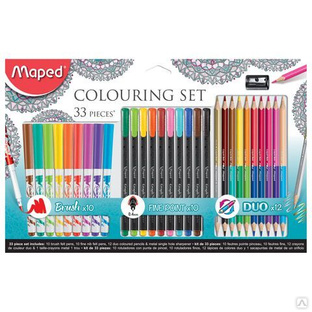 Набор для творчества MAPED Colouring Set 10 фломастеров, 10 ручек, 12 карандашей, точилка 