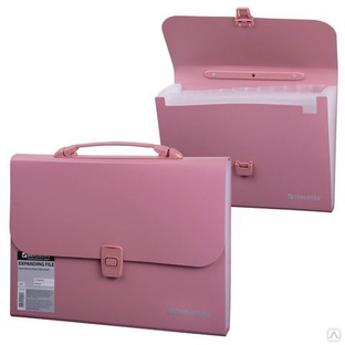 Папка-портфель пластиковая BRAUBERG А4 327*254*30мм 13 отделений розовый 