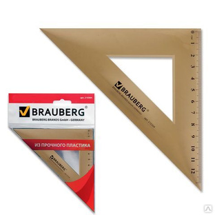 Треугольник угол 45 16,5см прозрачный тонированный пластиковый BRAUBERG 