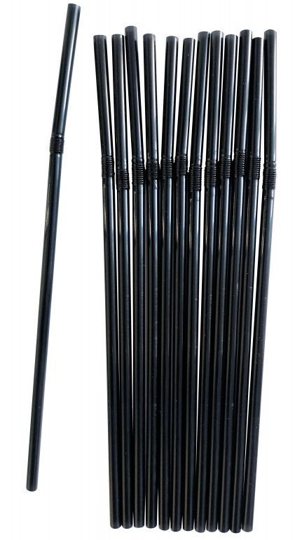 Трубочки для коктейля 210мм d5мм прямые с гофрой черные, упаковка 250шт