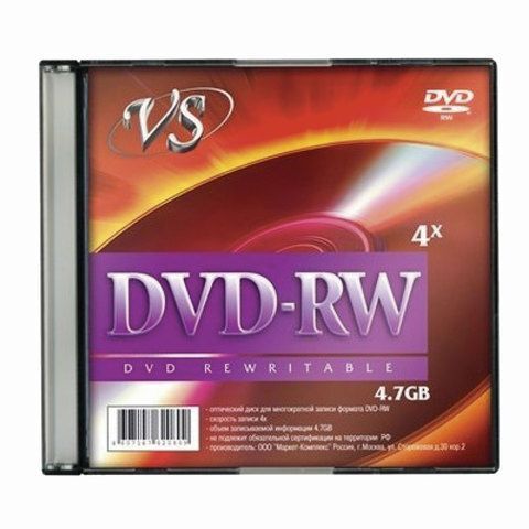 Диск DVD-RW 4,7Gb 4x Slim Case VS