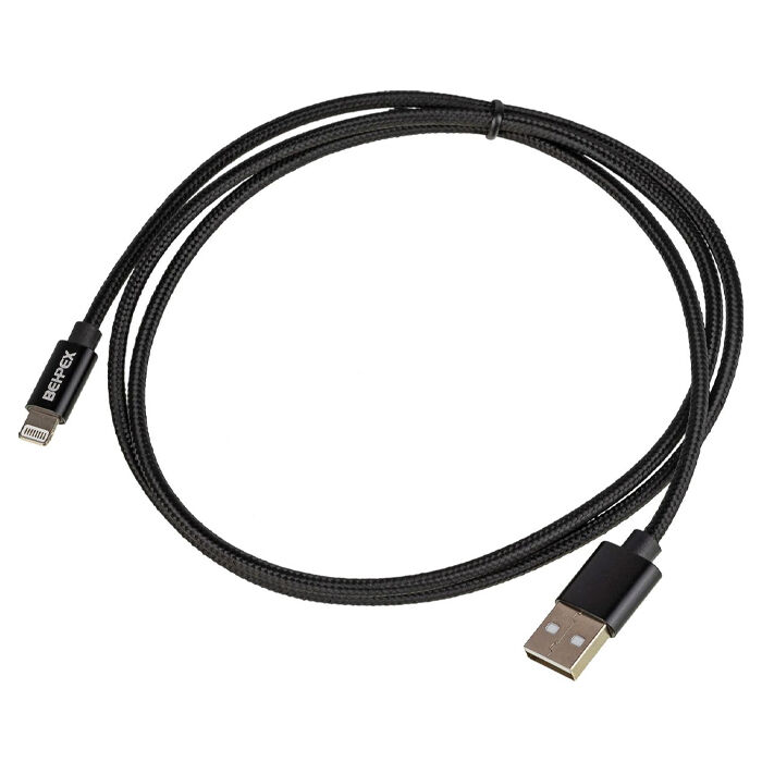 Кабель USB A - Lightning 1м Behpex, черный