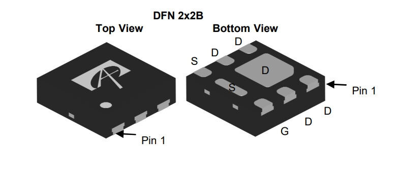 Микросхема AON2407 P-Channel MOSFET 30V 6.3A DFN2X2B