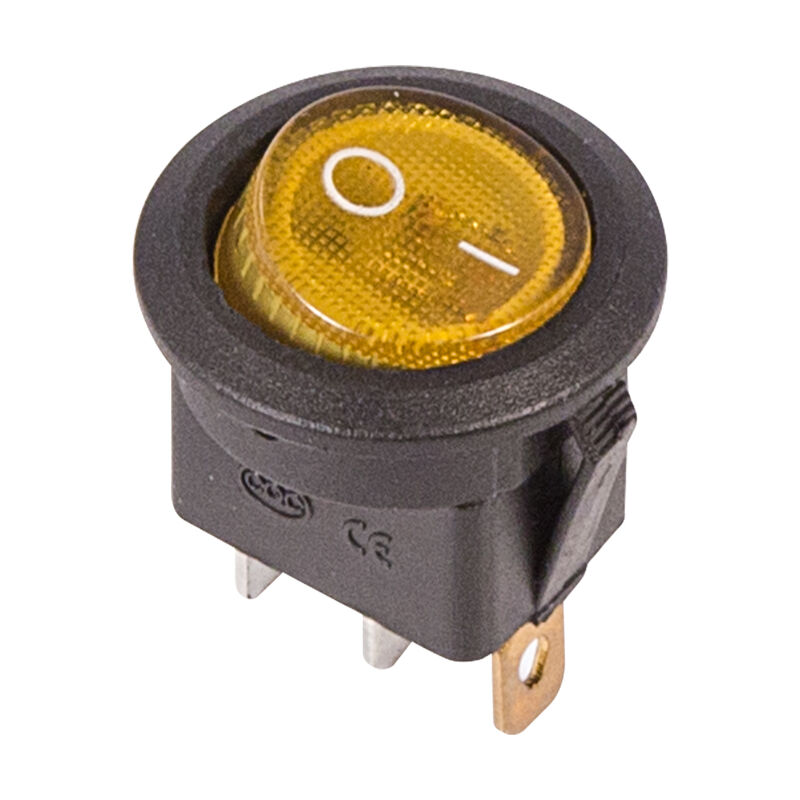 Выключатель клавишный круглый с подсветкой (RWB-214, SC-214, MIRS-101-8) 250V 6А (3с) ON-OFF, желтый Rexant