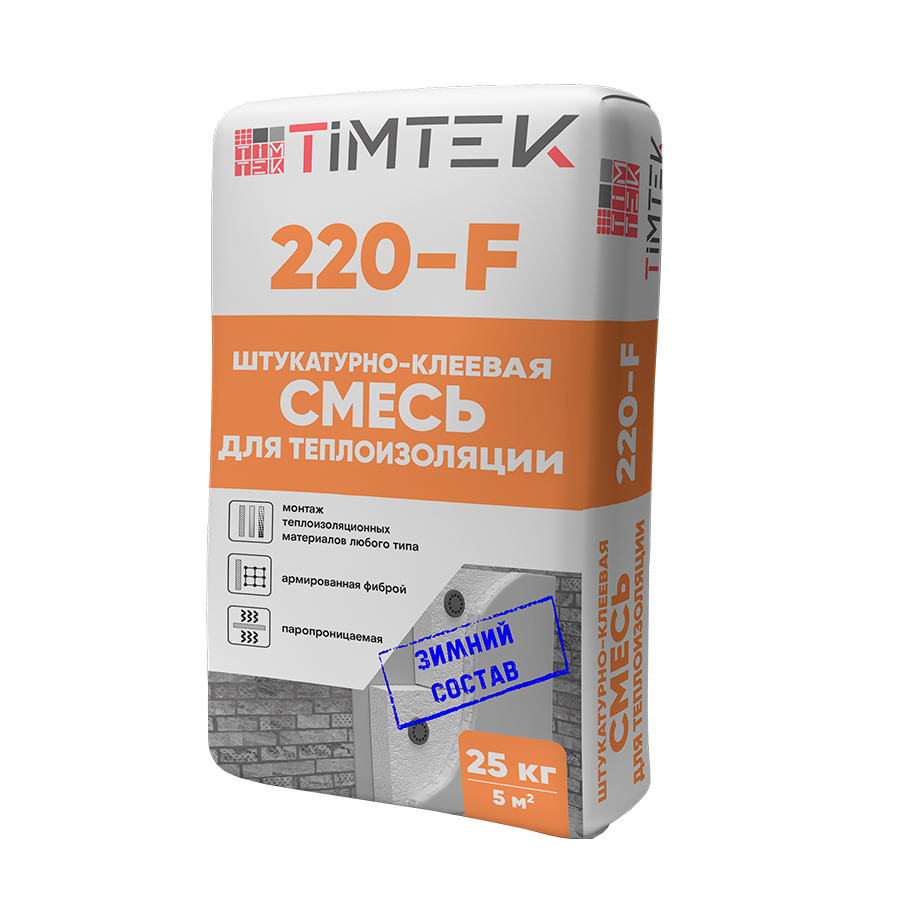 Смесь штукатурно-клеевая смесь для теплоизоляции TimTek 220-F ЗИМА 25 кг (60 шт./пал.)