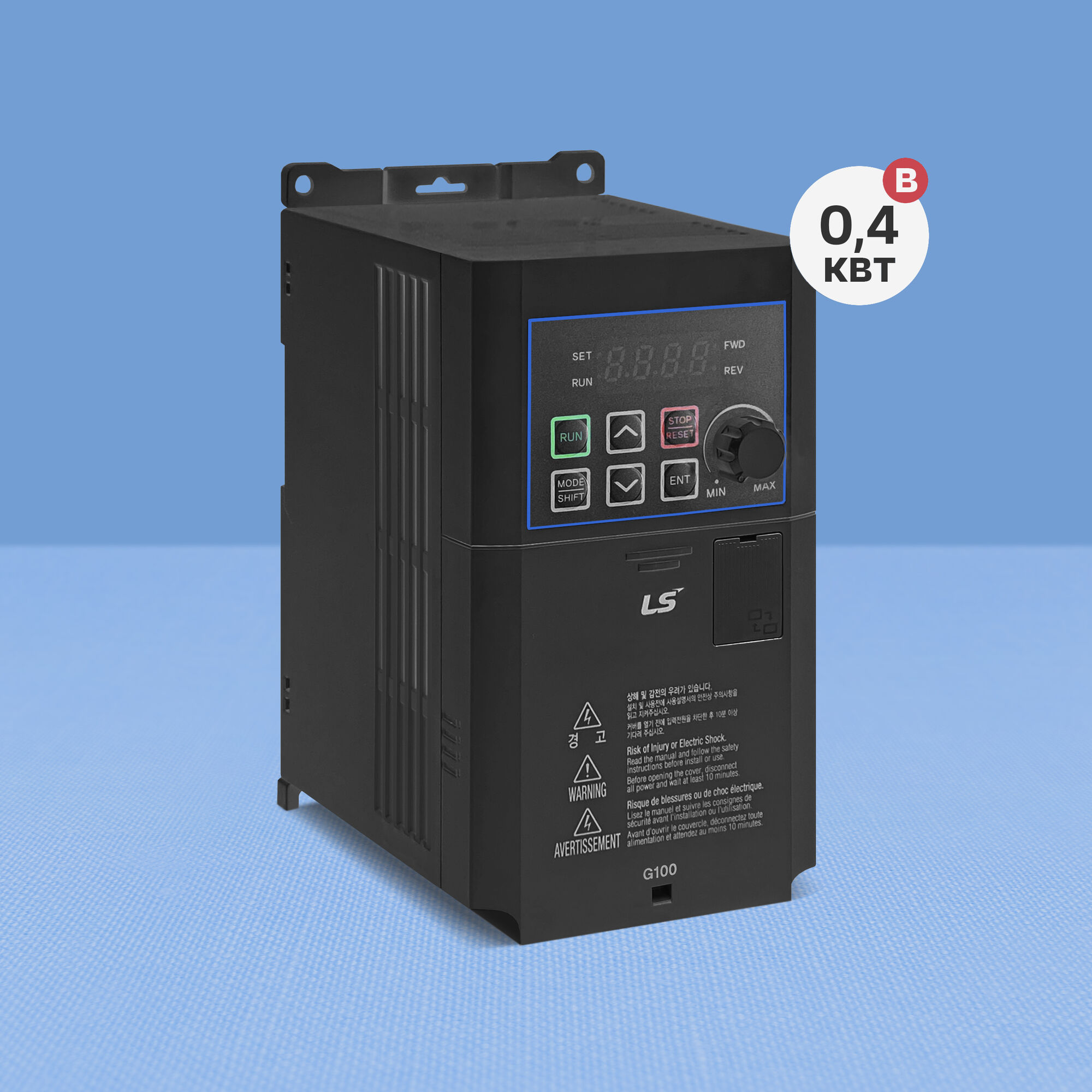 Частотный преобразователь LS G100 LV0004-4EOFN (0.4 кВт, 380 В, ЭМС)