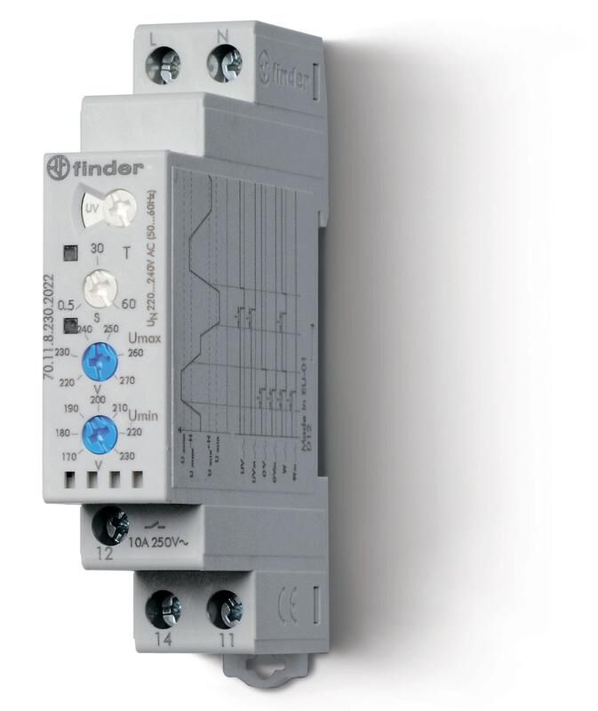 Реле контрольное для 1-фазных сетей выход 1CO 10 А модул. шир. 17.5 мм FINDER