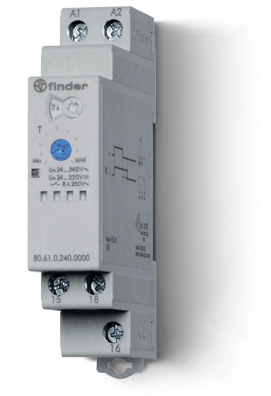Таймер модульный 1-функциональный (BI) 24…240В AC/DC 1CO 8 А 17.5 мм регулировка времени 0.05с…180с IP20 FINDER