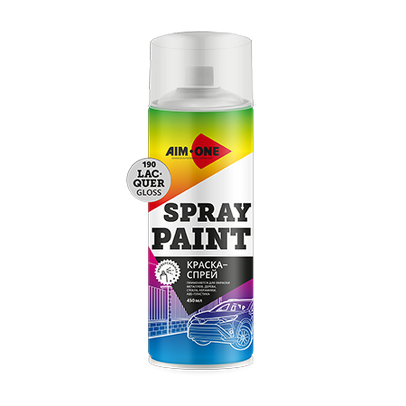 Краска-спрей лак глянцевый с распылителем AIM*ONE Spray paint lacquer gloss 450 мл.