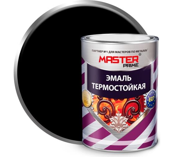 Эмаль термостойкая Master Prime, ABC-Farben , черный , 0,8 кг , глянцевая