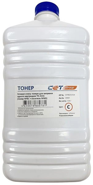 CET Group Тонер NF6C + носитель NF6D TN-321C для KONICA MINOLTA Bizhub C224/284/364 (CET) Cyan, 514г/бут, CET8521C-514,