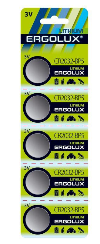 Ergolux Элемент питания литиевый CR2032 BL-5 3В (блист.5шт) Ergolux 12051