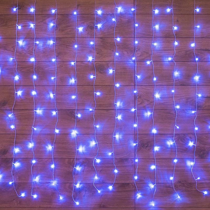 Neon-Night Гирлянда светодиодная "Светодиодный Дождь" 1.5х1.5м 144LED син. 12Вт 230В IP20 с контроллером провод прозр. N