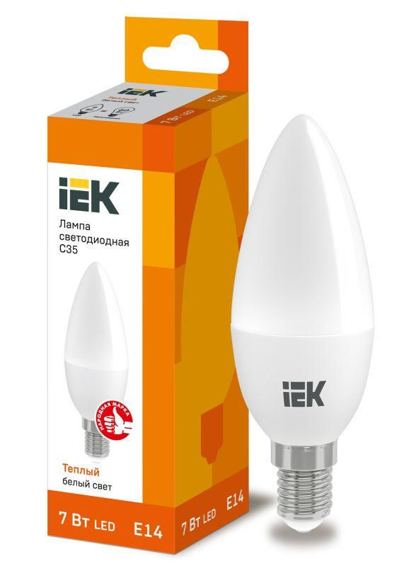 IEK Лампа светодиодная ECO C35 7Вт свеча 3000К E14 230В IEK LLE-C35-7-230-30-E14