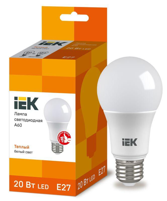 IEK Лампа светодиодная ECO A60 20Вт грушевидная 230В 3000К E27 IEK LLE-A60-20-230-30-E27