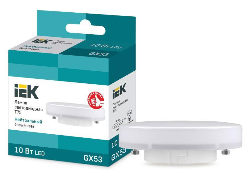 IEK Лампа светодиодная Eco 10Вт T75 таблетка 4000К нейтр. бел. GX53 230В IEK LLE-T80-10-230-40-GX53