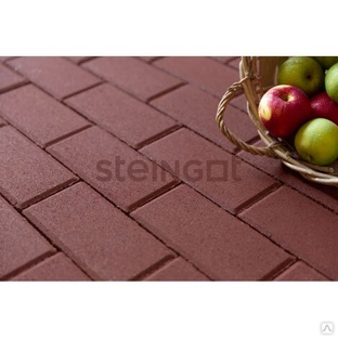 Плитка тротуарная Steingot, прямоугольник, цвет: темно-красный (верхний прокрас, минифаска), 200х100х60 мм 