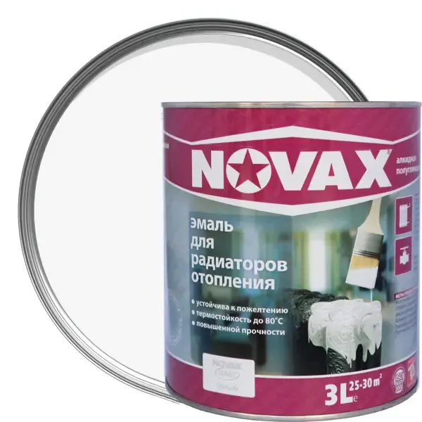Эмаль для радиаторов Novax полуглянцевая цвет белый 3 л NOVAX None