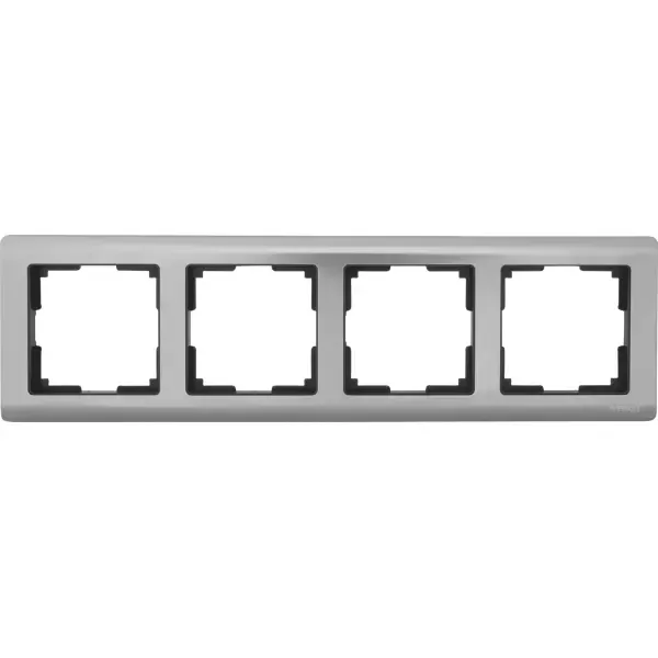 Рамка для розеток и выключателей Werkel Metallic 4 поста металл цвет глянцевый никель