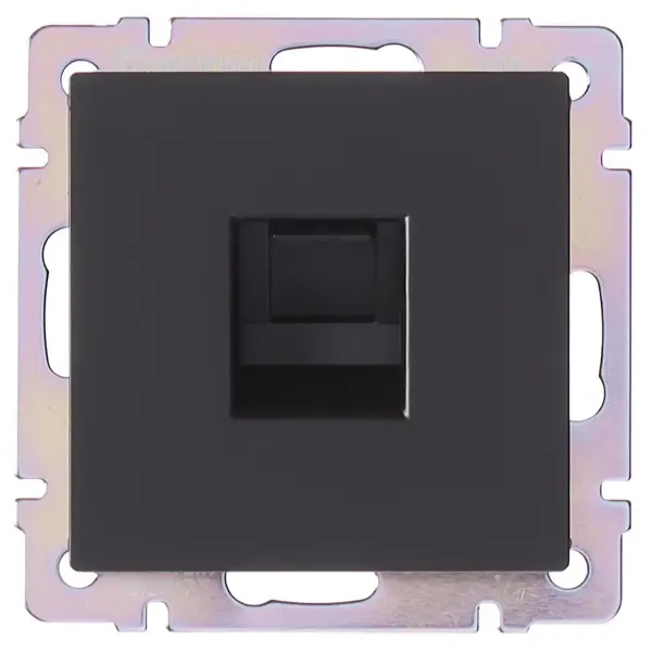 Розетка компьютерная встраиваемая Werkel RJ45, цвет черный WERKEL Интернет розетка черный