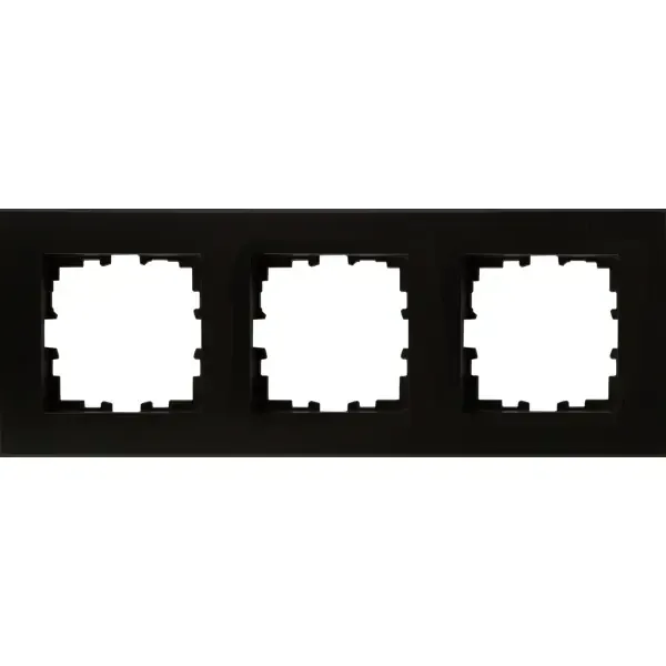 Рамка для розеток и выключателей Lexman Виктория плоская 3 поста цвет чёрный